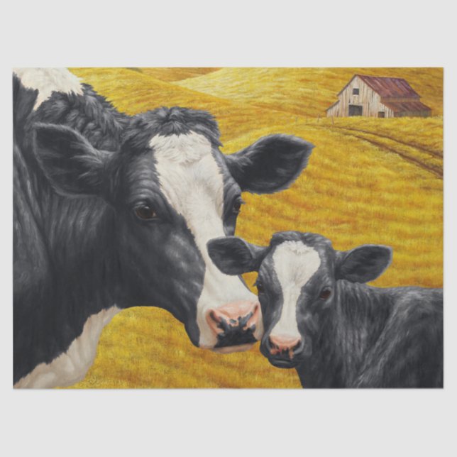 Holstein Cows and Old Wood Barn Tissue Paper (Front)