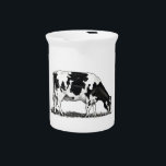 Holstein Dairy Cow Beverage Pitcher<br><div class="desc">This is my original freehand drawing of a lovely Holstein dairy cow peacefully grazing. Cows are among the loveliest creatures on earth as far as I'm concerned! I can't drive past a field of them without wanting to slow down and take photos as references for more drawings and paintings! I...</div>