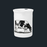 Holstein Dairy Cow Beverage Pitcher<br><div class="desc">This is my original freehand drawing of a lovely Holstein dairy cow peacefully grazing. Cows are among the loveliest creatures on earth as far as I'm concerned! I can't drive past a field of them without wanting to slow down and take photos as references for more drawings and paintings! I...</div>