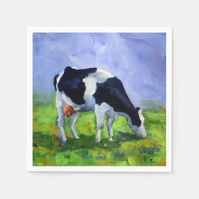 Holstein Dairy Cow, Farmer, Cattleman, Painting Napkins (Front)