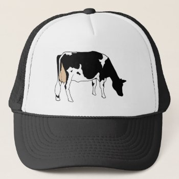 Holstein Dairy Cow  Freehand Line Drawing Trucker Hat by joyart at Zazzle