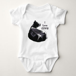 Holstein Dairy Cow: I Love Cows: Original Art Baby Bodysuit