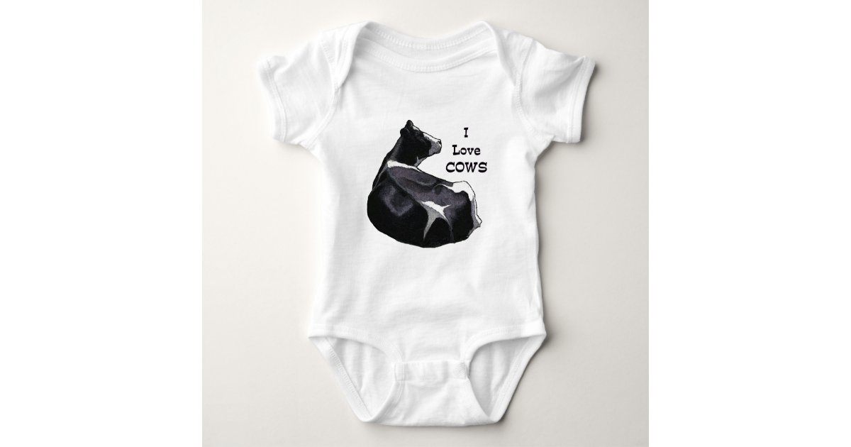 Holstein Dairy Cow: I Love Cows: Original Art Baby Bodysuit