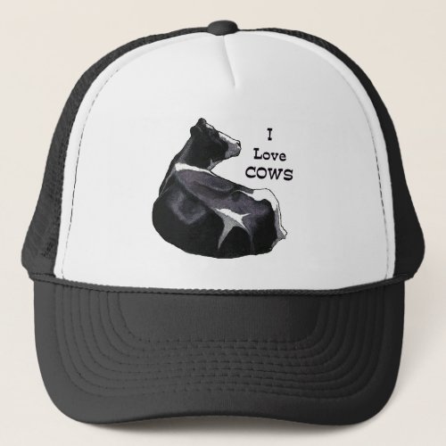 Holstein Dairy Cow I Love Cows Original Art Trucker Hat