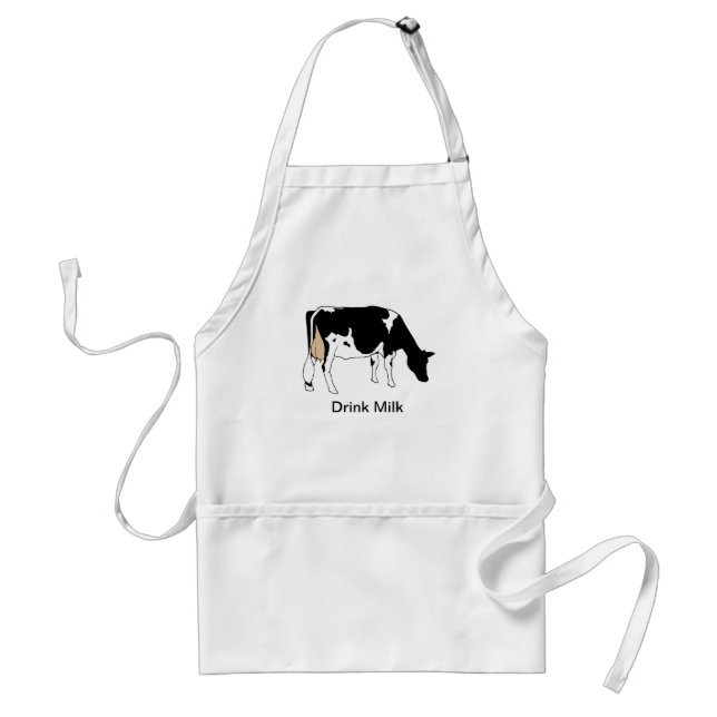 Holstein Dairy Cow, Line Drawing, Milk Adult Apron (Front)