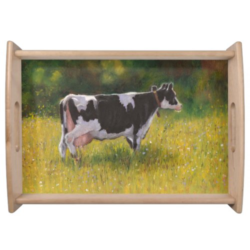 Holstein Dairy Cow Painting serving tray