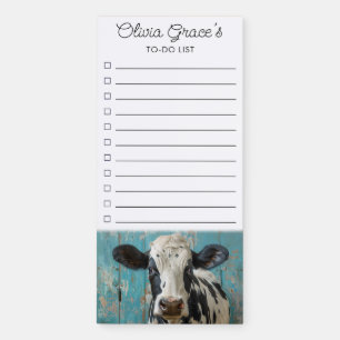 Holstein Dairy Cow Personal To Do List Magnetic Notepad