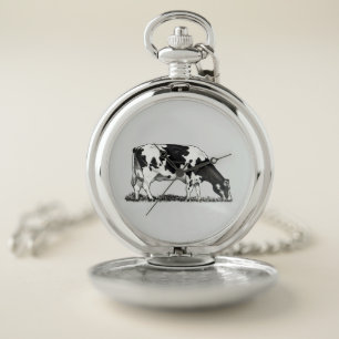Holstein Dairy Cow Pocket Watch