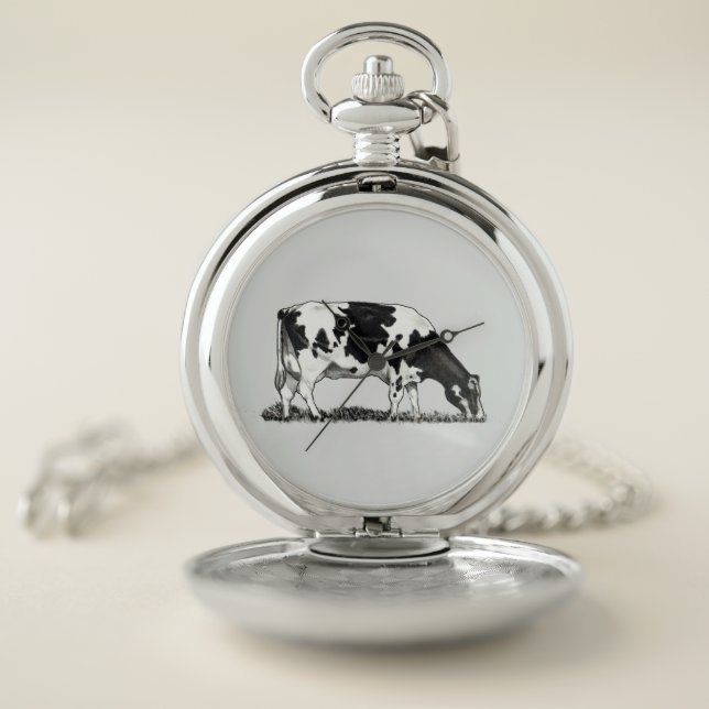 Holstein Dairy Cow Pocket Watch (Inside)