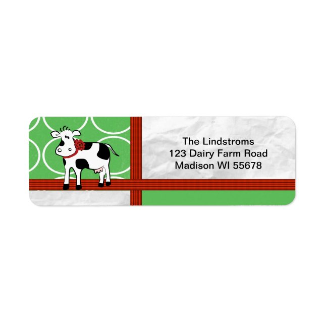 Holstein Holiday  Christmas Cow Cartoon Label (Front)