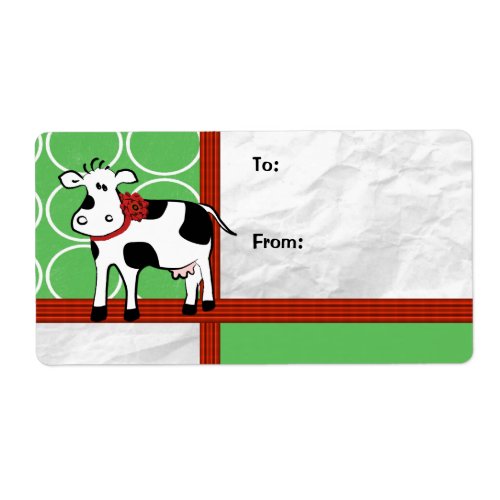 Holstein Holiday Cute Christmas Cow Cartoon Label