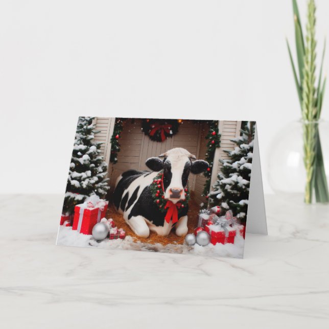 Holstein Ready for Christmas! Holiday Card (Front)