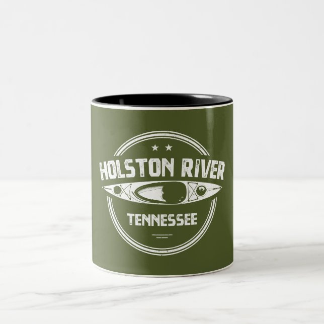 Holston River Tennessee Kayaking Two-Tone Coffee Mug (Center)
