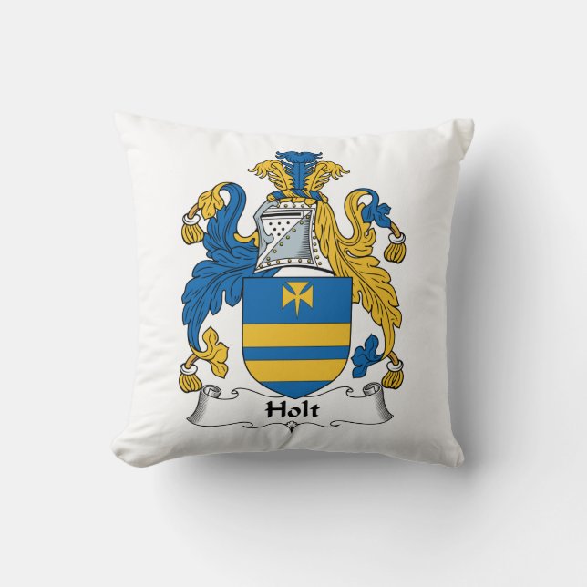 Holt Family Crest Throw Pillow (Front)