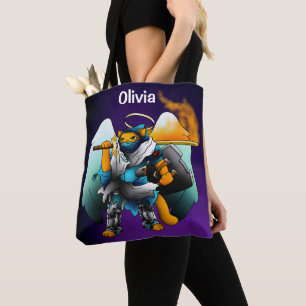 Holy Angel Knight Cat Tote Bag