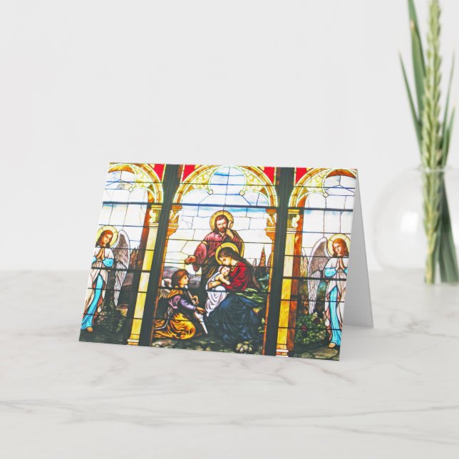 Holy Angels - Stained Glass Christmas Holiday Card (Front)