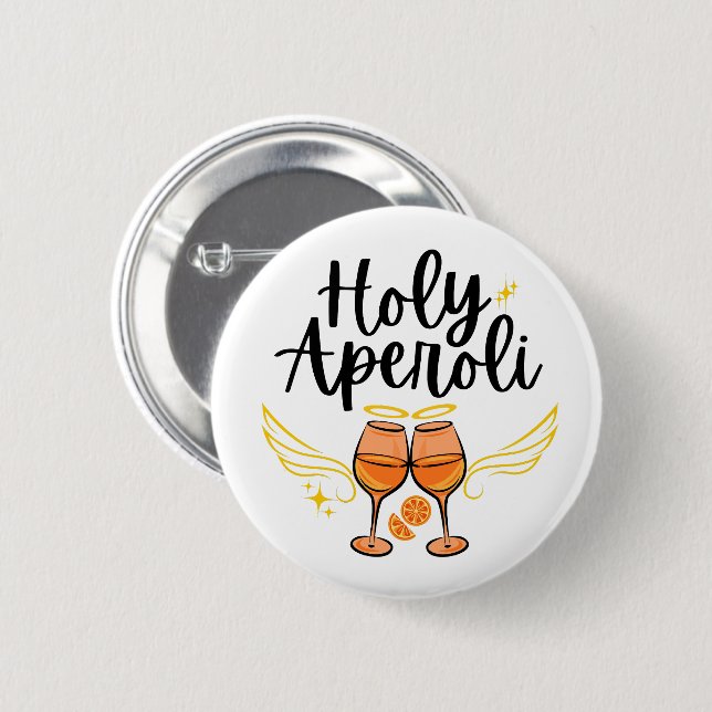 Holy Aperoli Witty Trendy Aperol Spritz Statement Button (Front & Back)