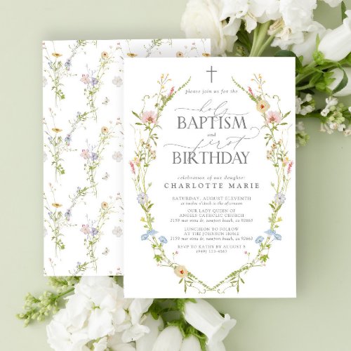 Holy Baptism  1st Birthday Wildflower Nature Invitation