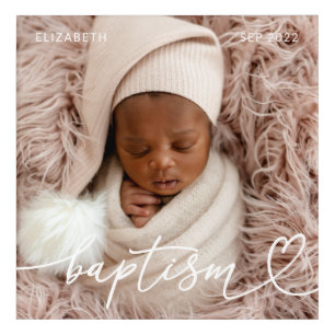 Holy Baptism Elegant Modern Chic Heart Baby Photo Acrylic Print