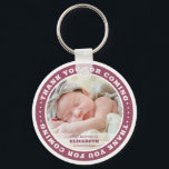 Holy Baptism Modern Simple Custom Photo Favor Keychain<br><div class="desc">This simple and modern design is composed of serif typography and add a custom photo.</div>