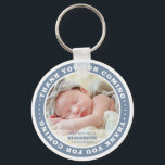 Holy Baptism Modern Simple Custom Photo Favor Keychain<br><div class="desc">This simple and modern design is composed of serif typography and add a custom photo.</div>