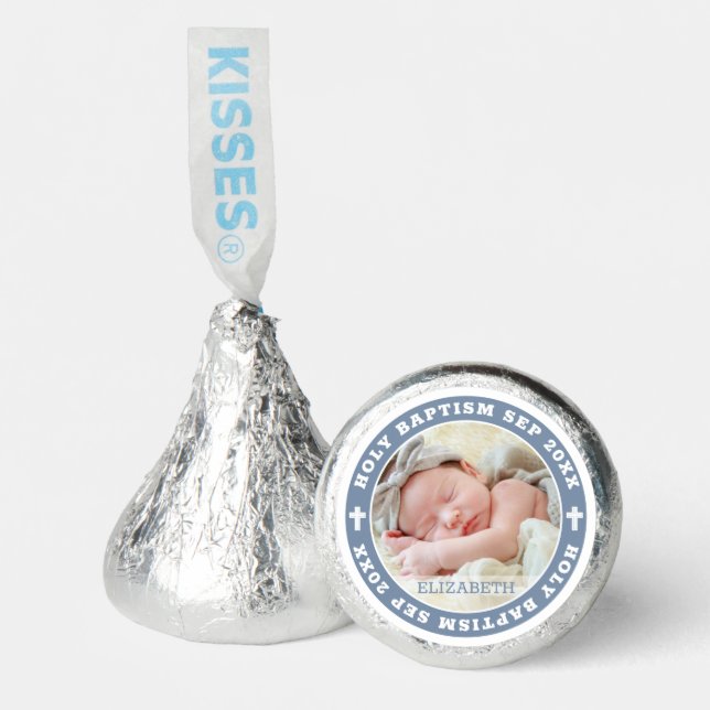 Holy Baptism Modern White Cross Custom Photo Hershey®'s Kisses® (Front)