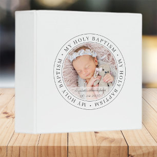 Holy Baptism Simple Frame Modern Custom Photo 3 Ring Binder