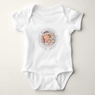 Holy Baptism Simple Frame Modern Custom Photo Baby Bodysuit