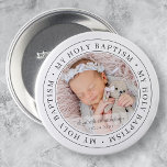 Holy Baptism Simple Frame Modern Custom Photo Button<br><div class="desc">This simple and classic design is composed of serif typography and add a custom photo. "My Holy Baptism" circles the photo of your baby,  child,  etc</div>