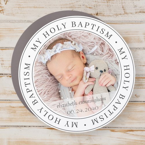 Holy Baptism Simple Frame Modern Custom Photo Car Magnet
