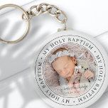 Holy Baptism Simple Frame Modern Custom Photo Keychain<br><div class="desc">This simple and classic design is composed of serif typography and add a custom photo. "My Holy Baptism" circles the photo of your baby,  child,  etc</div>