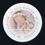 Holy Baptism Simple Frame Modern Custom Photo Large Clock<br><div class="desc">This simple and classic design is composed of serif typography and add a custom photo. "My Holy Baptism" circles the photo of your baby,  child,  etc</div>