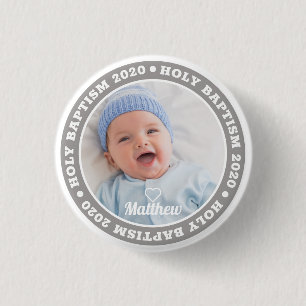 Holy Baptism Simple Modern Custom Photo Button