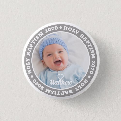 Holy Baptism Simple Modern Custom Photo Button