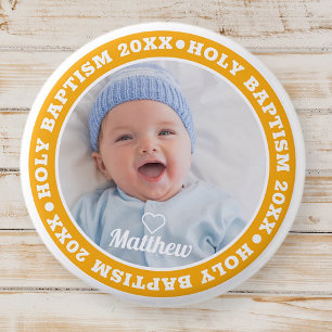 Holy Baptism Simple Modern Custom Photo Button