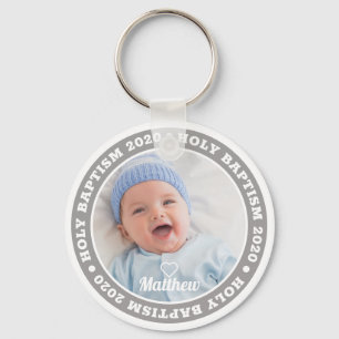 Holy Baptism Simple Modern Custom Photo Keychain