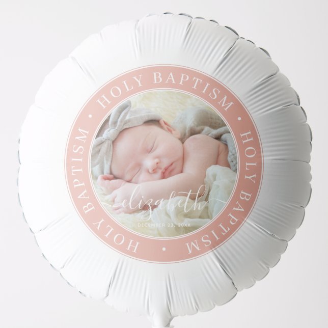 Holy Baptism Simple Modern Frame Custom Photo Balloon (Front)