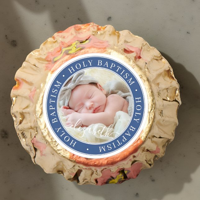 Holy Baptism Simple Modern Frame Custom Photo Reese's Peanut Butter Cups (Creator Uploaded)