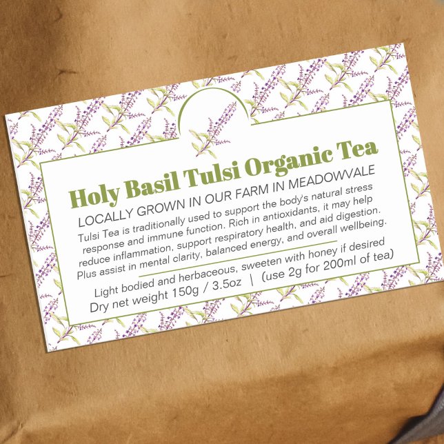 Holy Basil herbs business tea packaging Rectangular Sticker (Creator Uploaded)