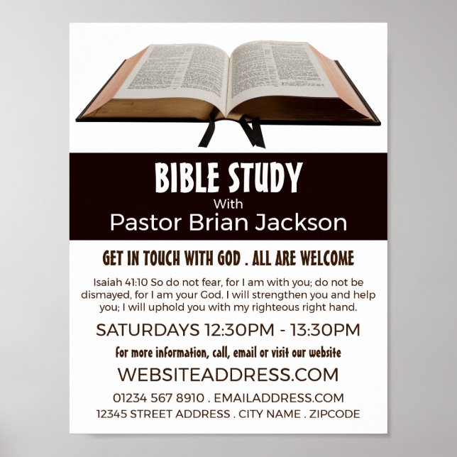 Holy Bible, Christian Bible Class Advert Poster (Front)