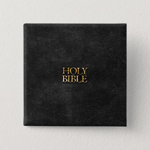 Holy Bible Christian Religion Faux Black Leather Pinback Button