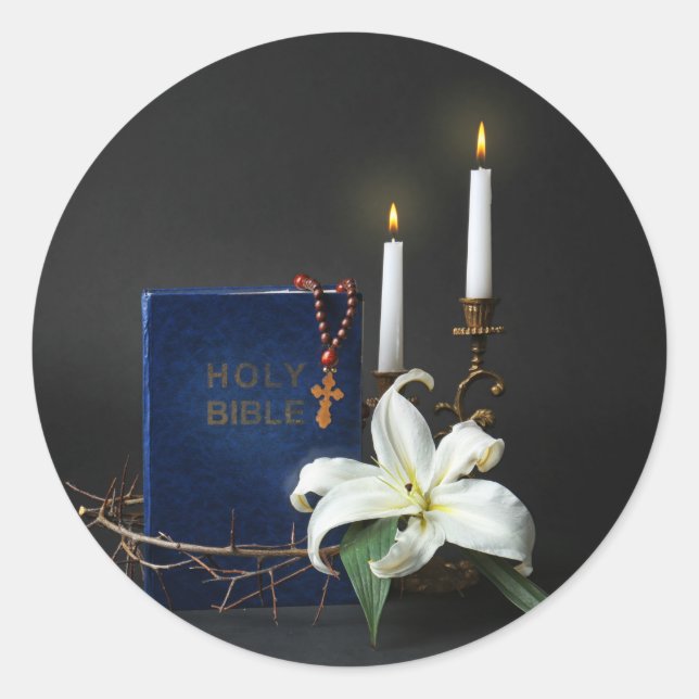Holy Bible Classic Round Sticker (Front)