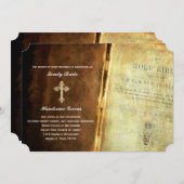 Holy Bible Gold Cross Christian Wedding Invitation (Front/Back)