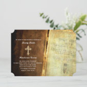 Holy Bible Gold Cross Christian Wedding Invitation (Standing Front)