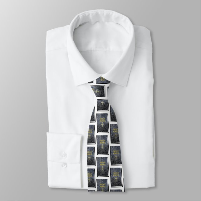 Holy Bible Patterned Tie (Tied)