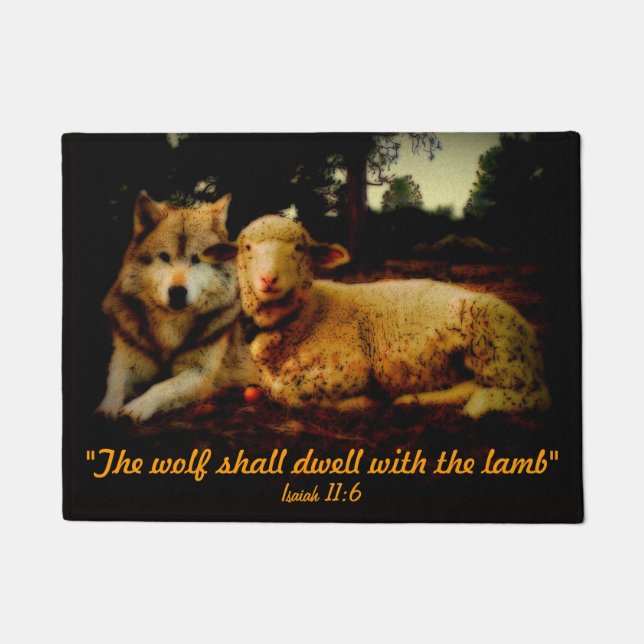 Holy Bible, The wolf and the lamb, Isaiah 11:6 Doormat (Front)