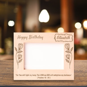 Holy Bible Verse Birthday Botanical Elegant Floral Engraved Frames