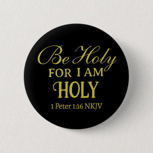 Holy Bible Verse Black and Gold Simple Christian Button