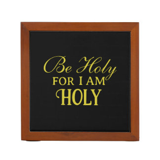 Holy Bible Verse Black and Gold Simple Christian Desk Organizer