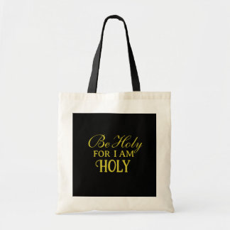 Holy Bible Verse Black and Gold Simple Christian Tote Bag